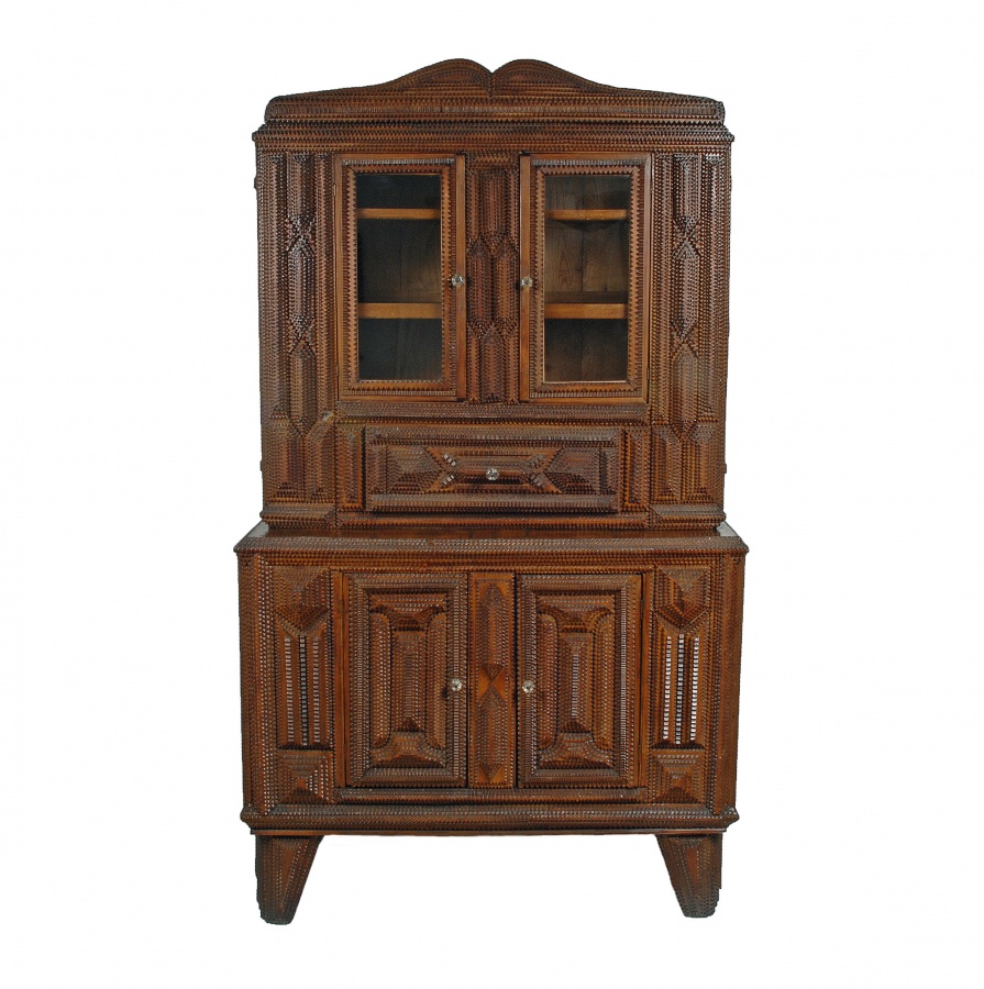 Impressive Tramp Art Cupboard - Image 7