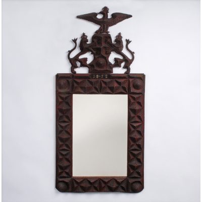 Folk Marquetry Tri-Fold Mirror Stand - Clifford A. Wallach